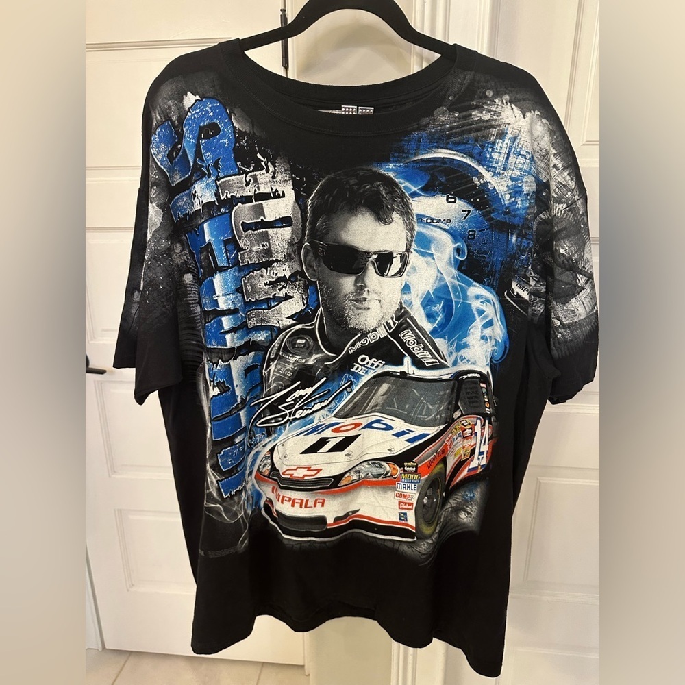 VTG Tony Stewart #14 AOP All Over Print NASCAR Racing T-shirt Chase Men 2XL NWOT